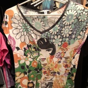 CAbi multicolored short sleeve T-shirt XS EUC